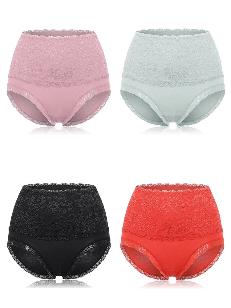 4-Pack Floral Designs Cotton High Waist Briefs