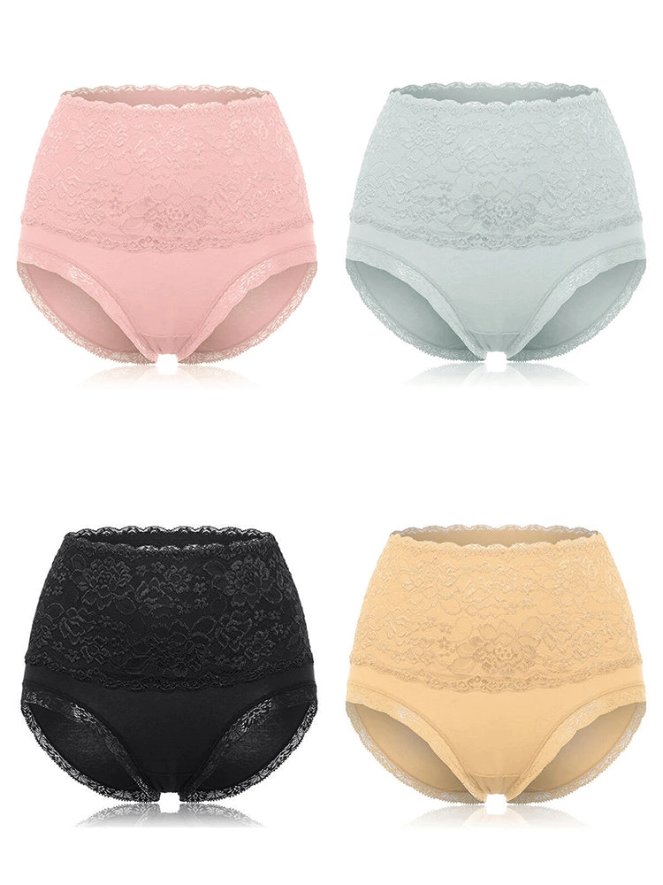 4-Pack Floral Designs Cotton High Waist Briefs