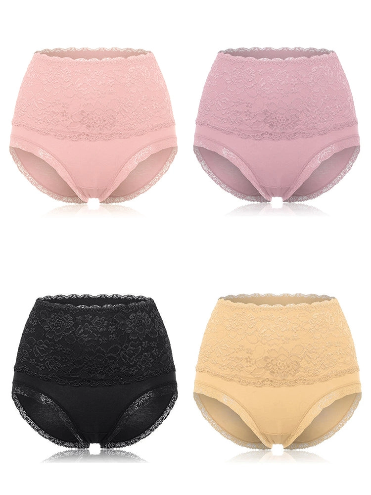 4-Pack Floral Designs Cotton High Waist Briefs