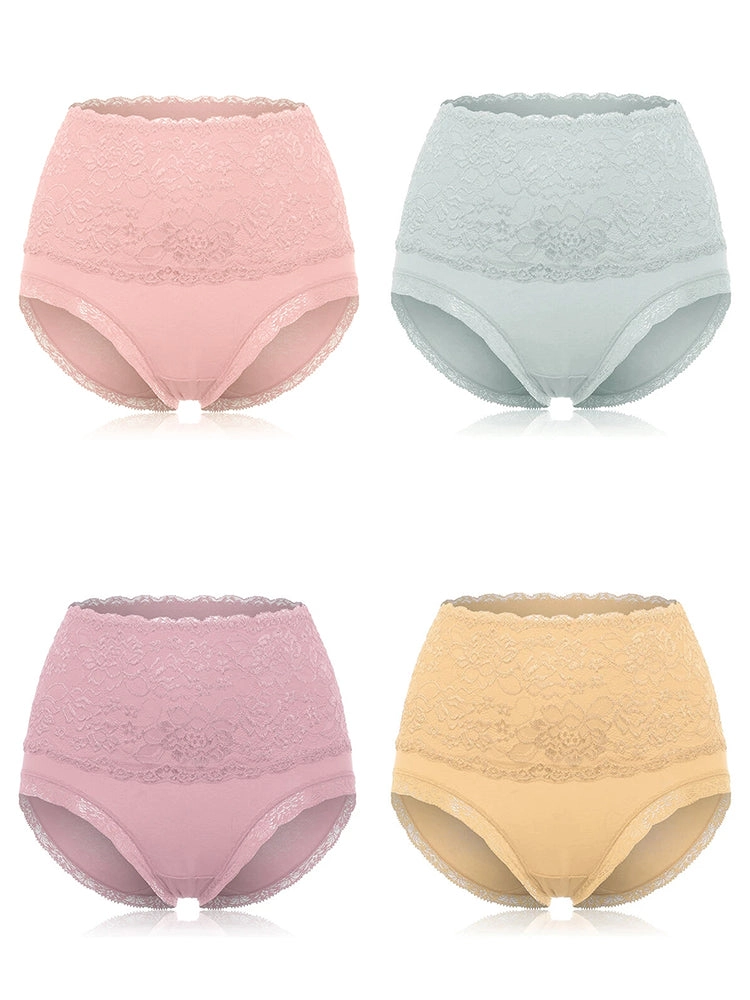 4-Pack Floral Designs Cotton High Waist Briefs