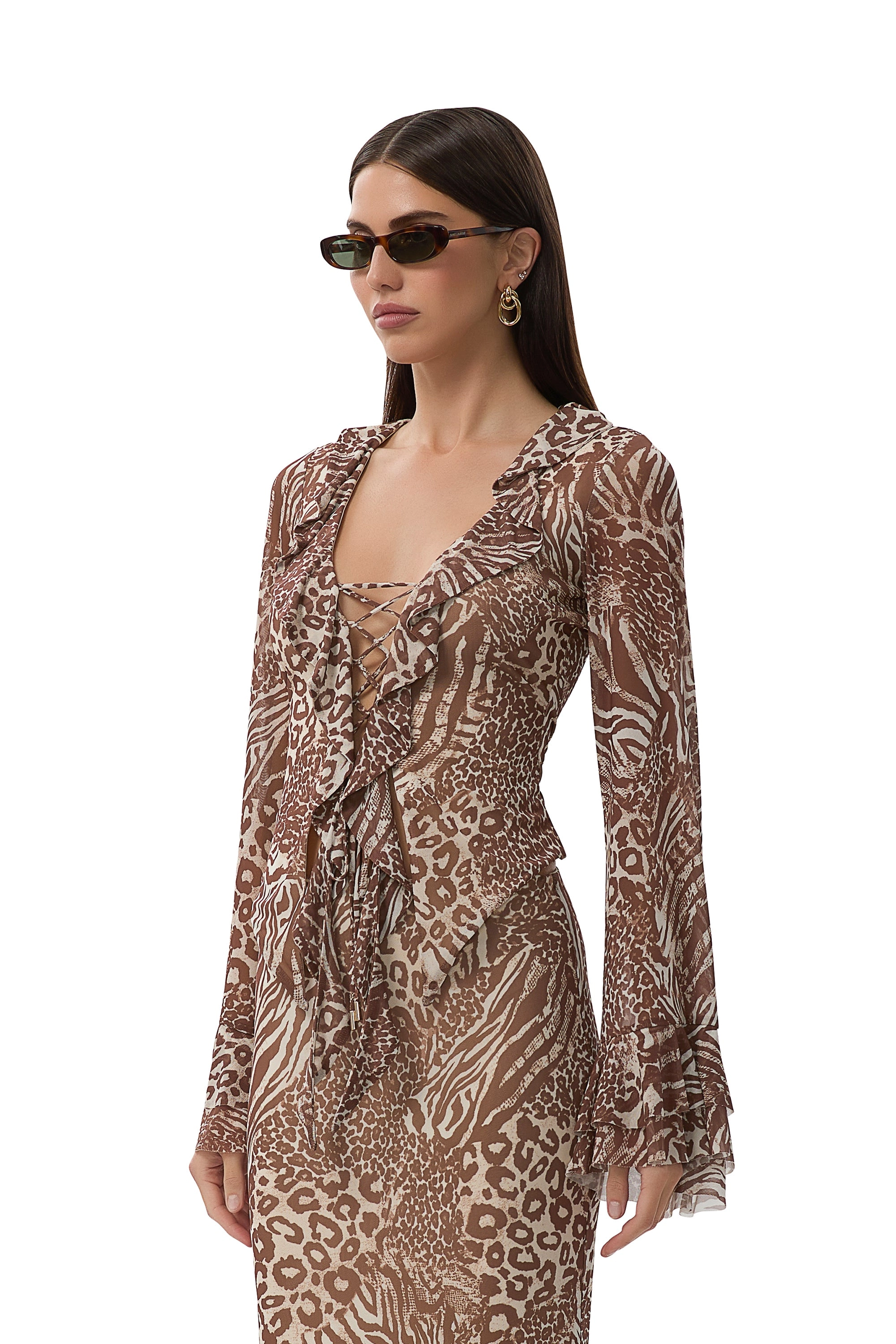 Cadence Top - Taupe Animal
