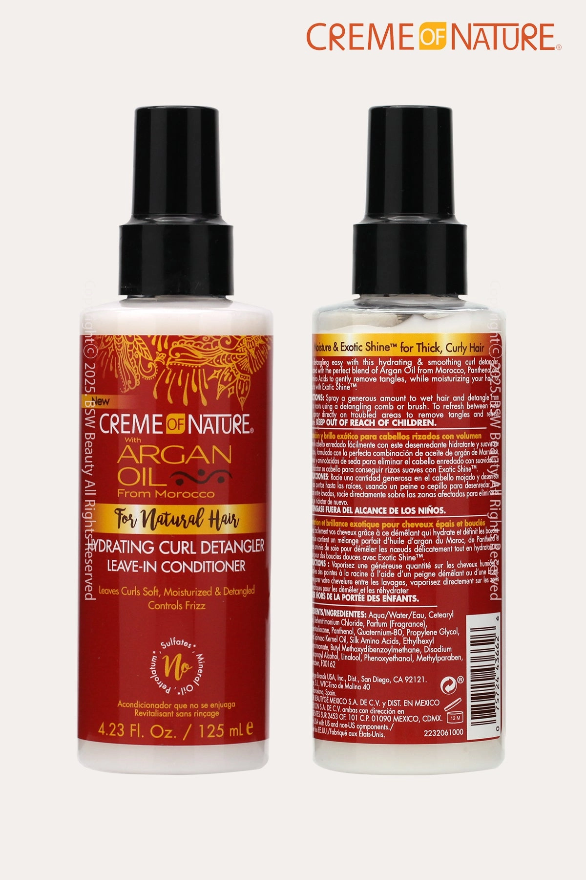 CREME OF NATURE ARGAN OIL HYDRATING CURL DETANGER LEAVE-IN CONDITIONER 4.23oz