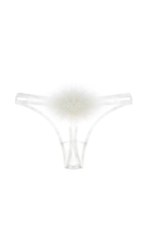 Diana Silk and Marabou Feather Pom Pom Thong