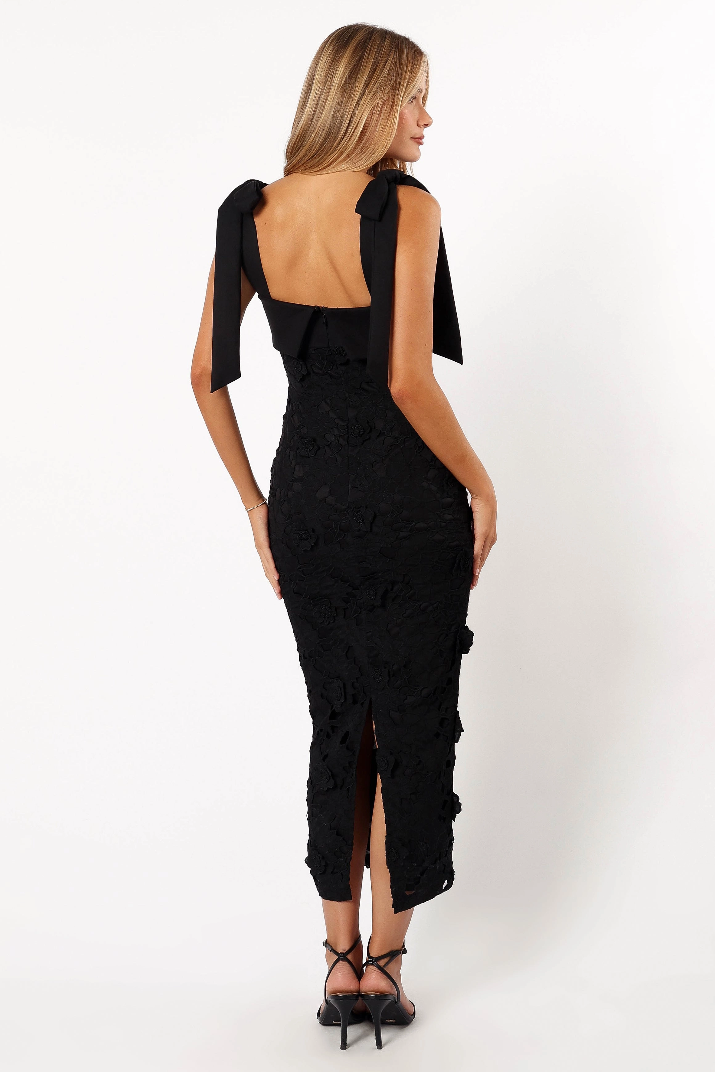Emersyn Midi Lace Dress - Black