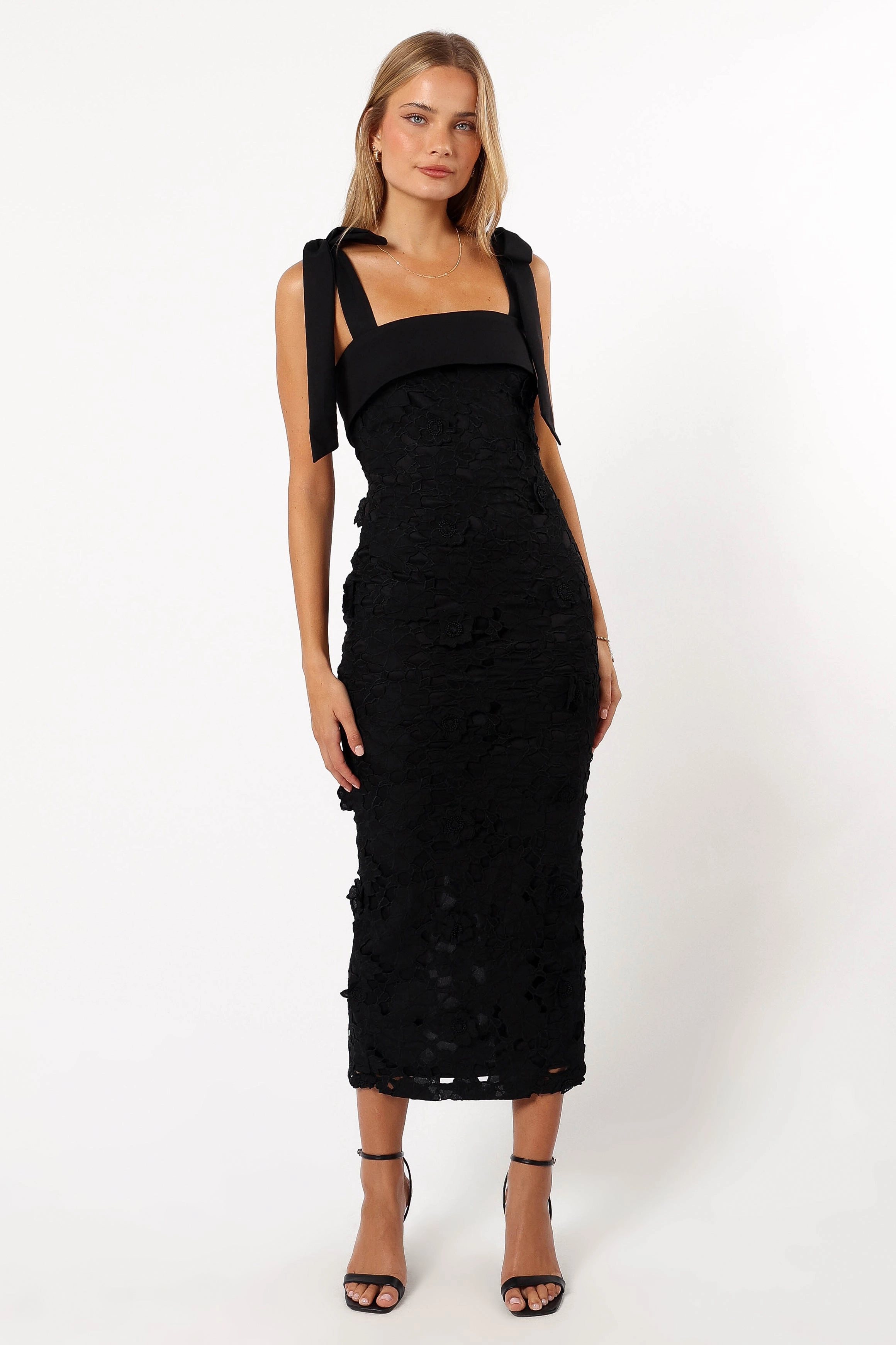 Emersyn Midi Lace Dress - Black