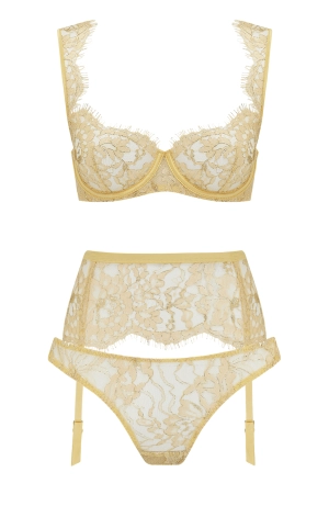 Fiorella Balcony Bra, Suspender and Brazilian Knicker Set