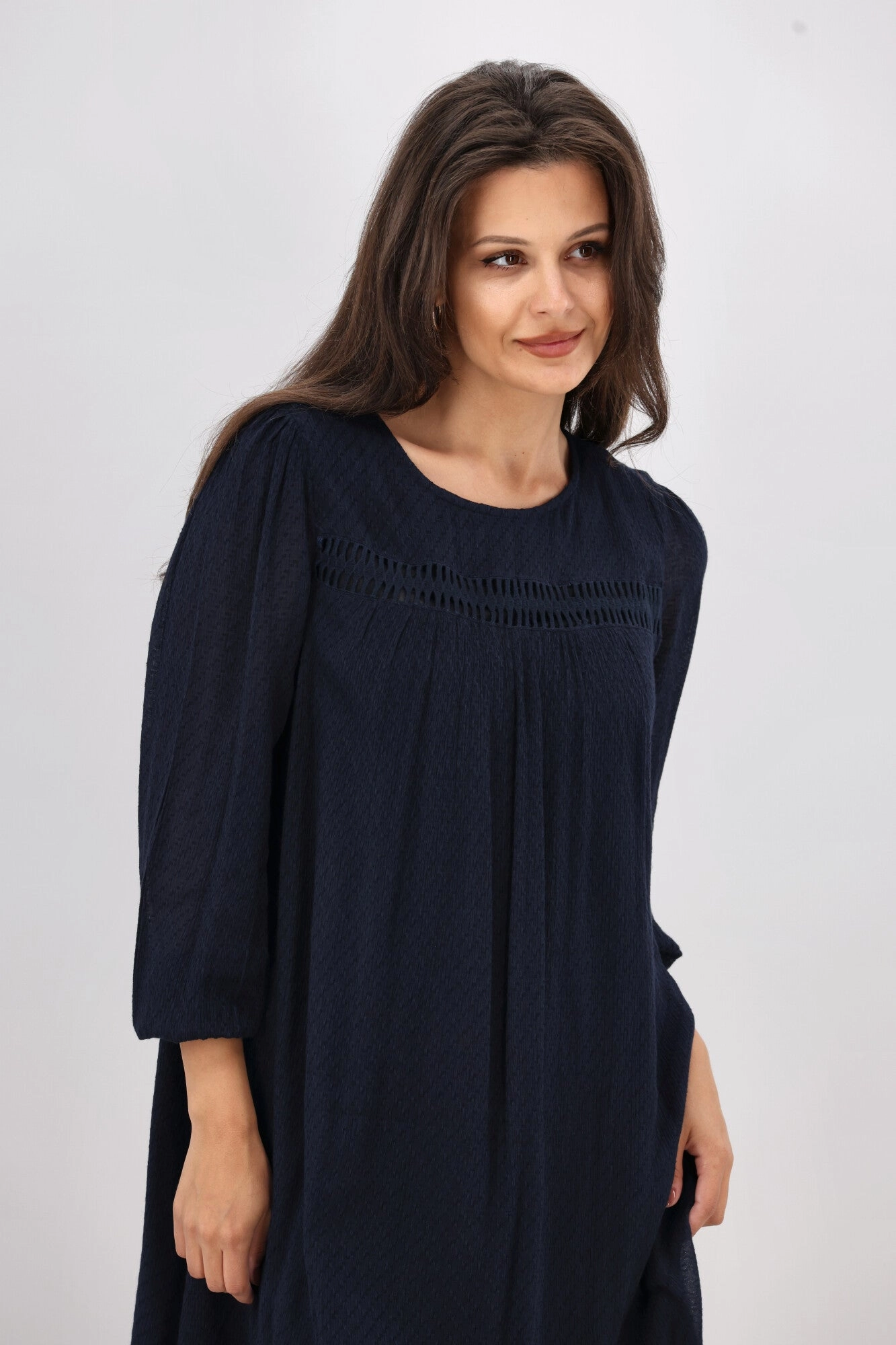 Gloss The Label Evelina Lace Detail Dress Navy