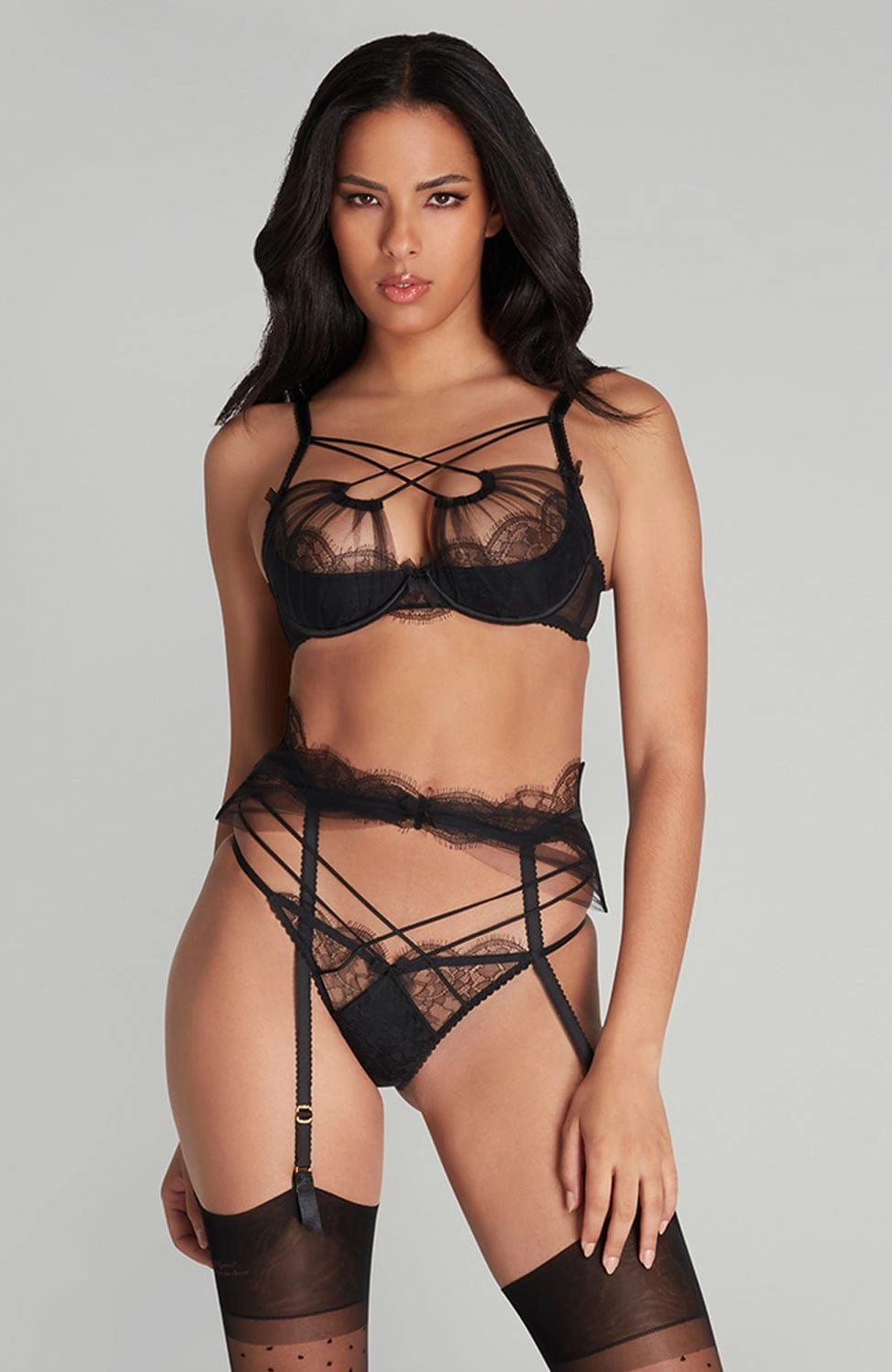 Halley Bra, Suspender and Thong Set