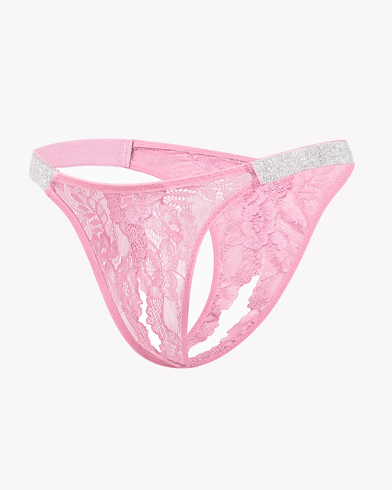 Lace Low Rise Panties with Shine Strap