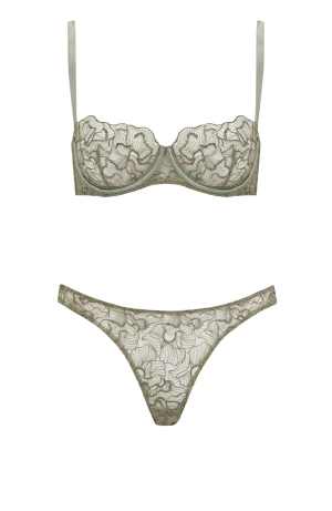 Lila Balcony Bra and Brazilian Knicker Set