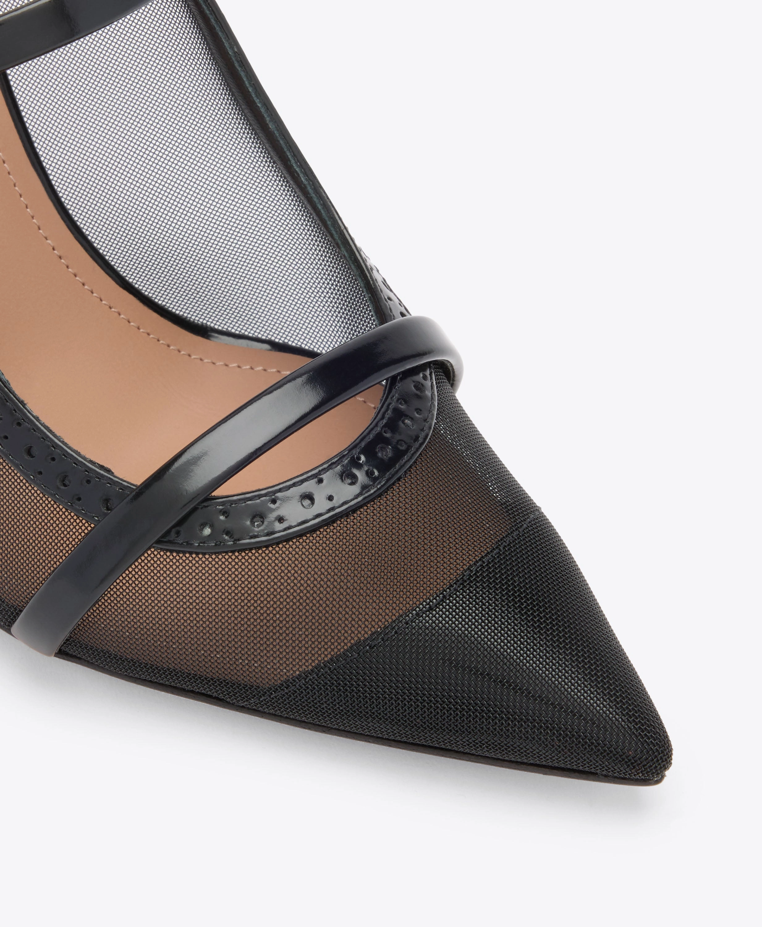 Maureen 85 Black Mesh Heeled Mules