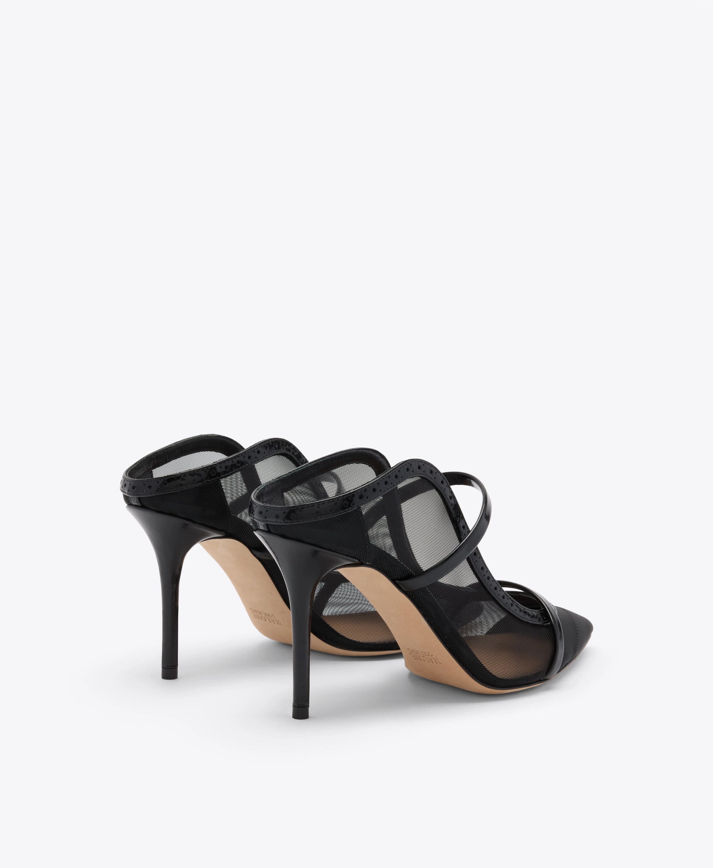 Maureen 85 Black Mesh Heeled Mules