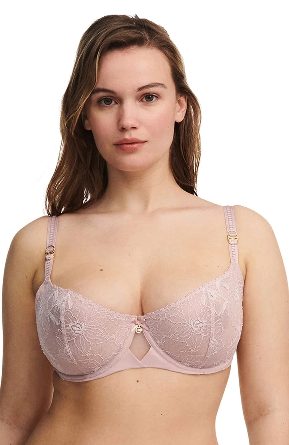 Orchids Half-Cup Balcony Bra and Tanga Set