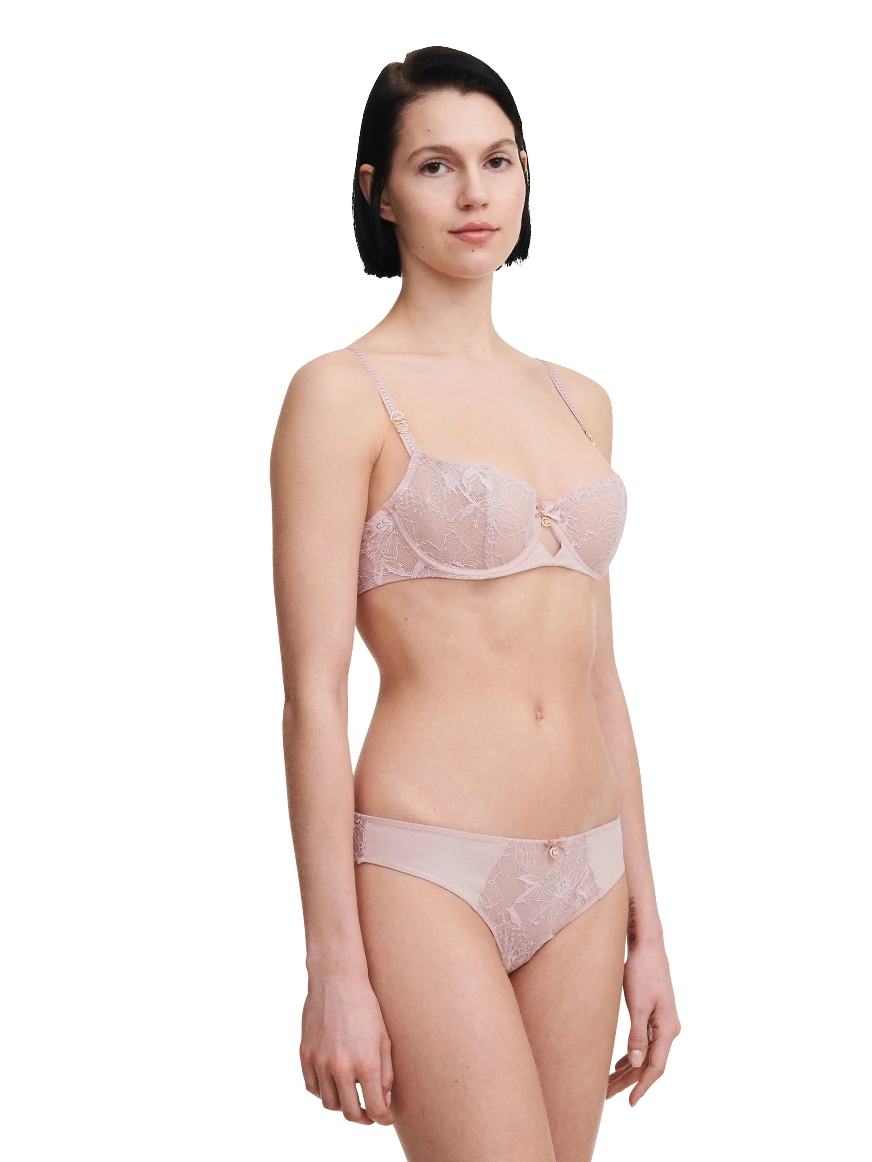Orchids Half-Cup Balcony Bra and Tanga Set