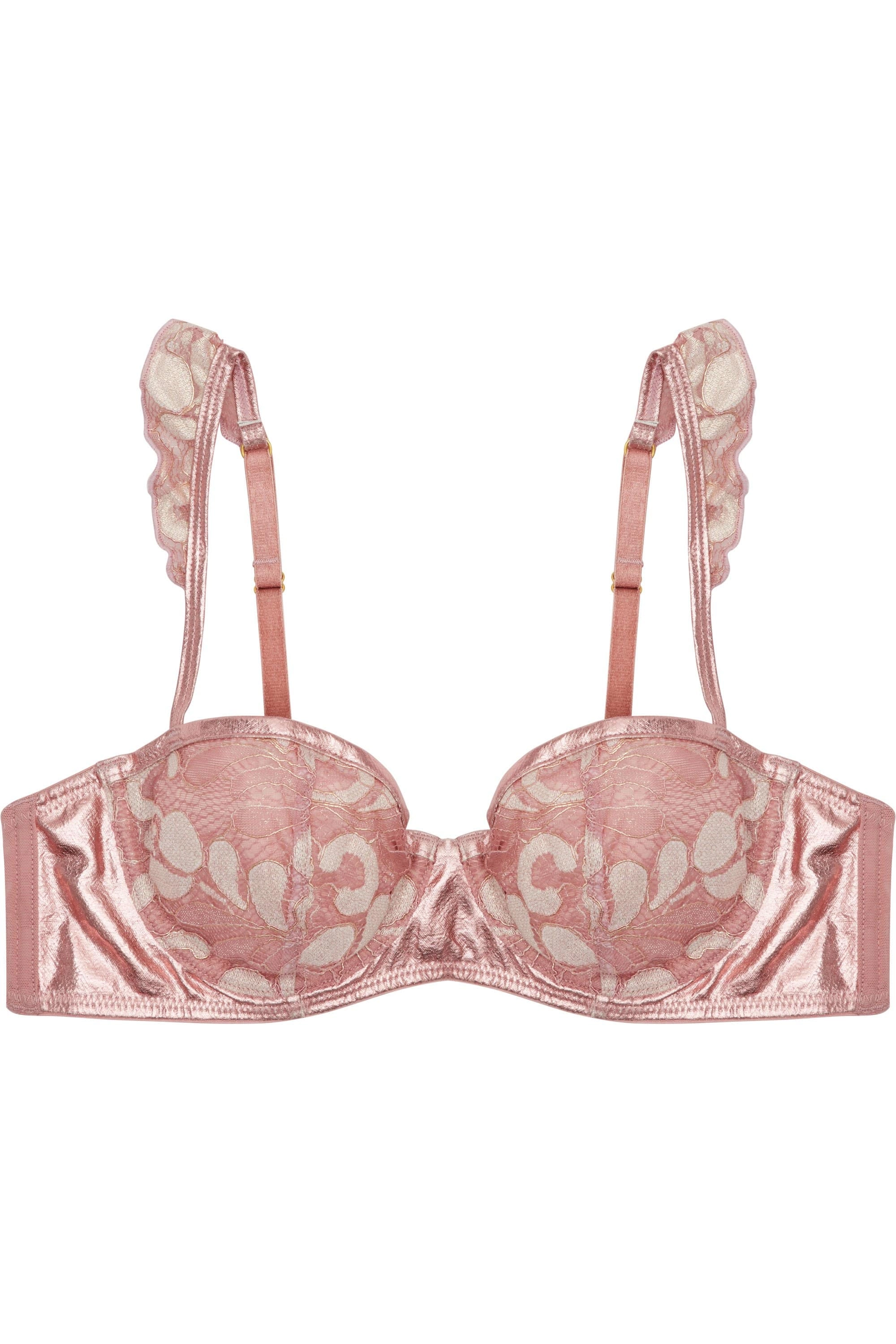 Peek & Beau Quinn Pink leatherette and lace bra A- E