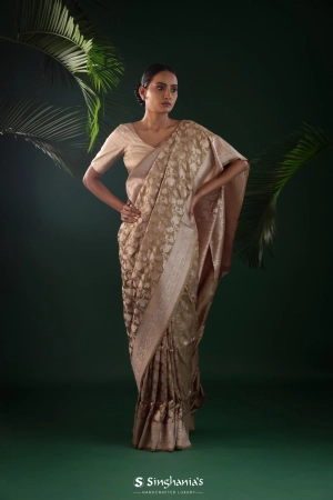 Sage Green Banarasi Silk Saree With Floral Jaal