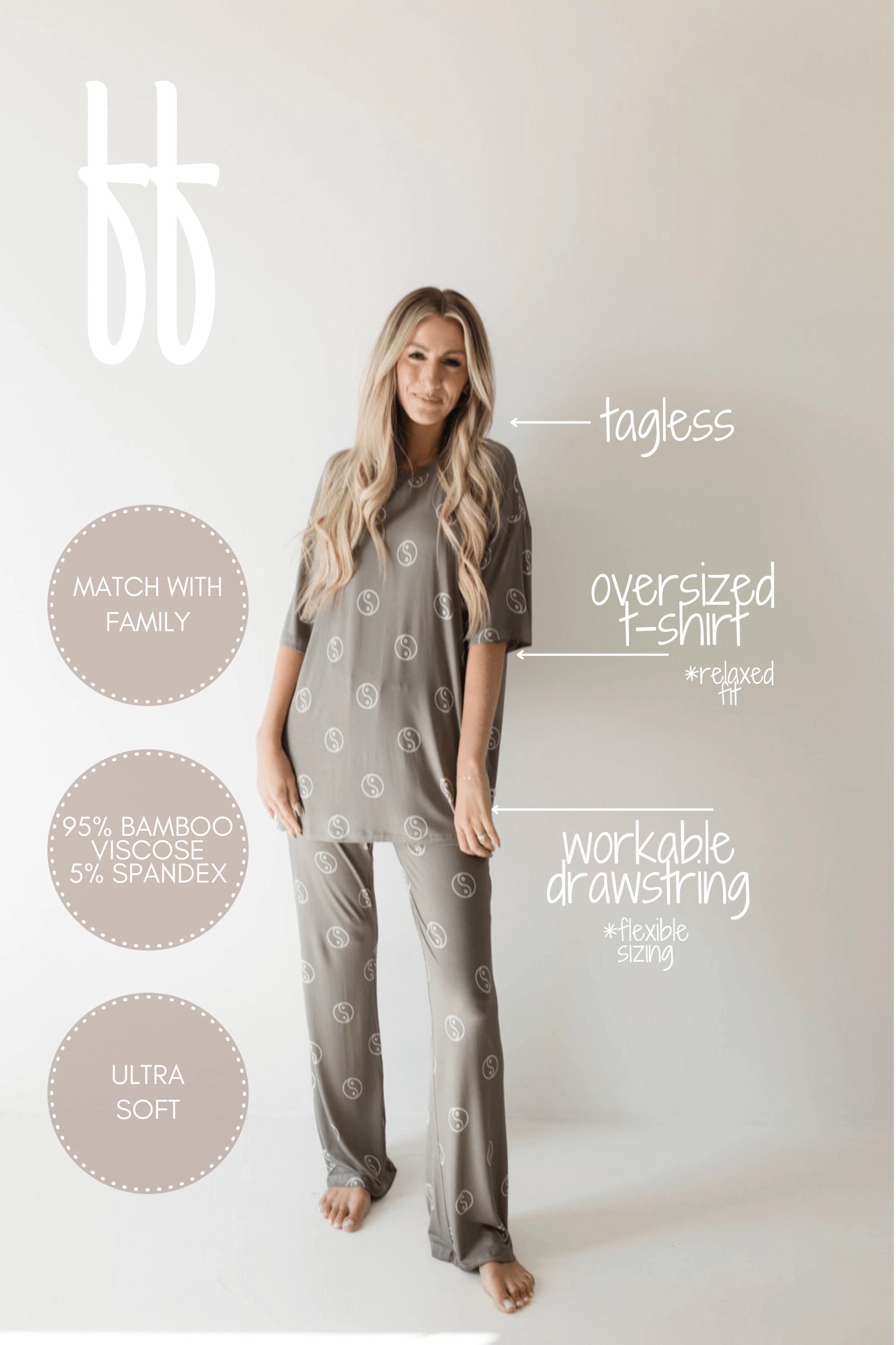 Sage Yin Yang | Short Sleeve Women's Bamboo Pajamas