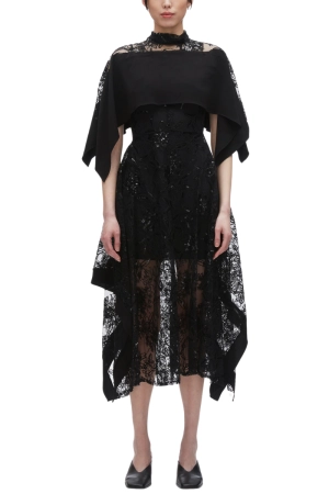 Sequin Lace Flounce Dress