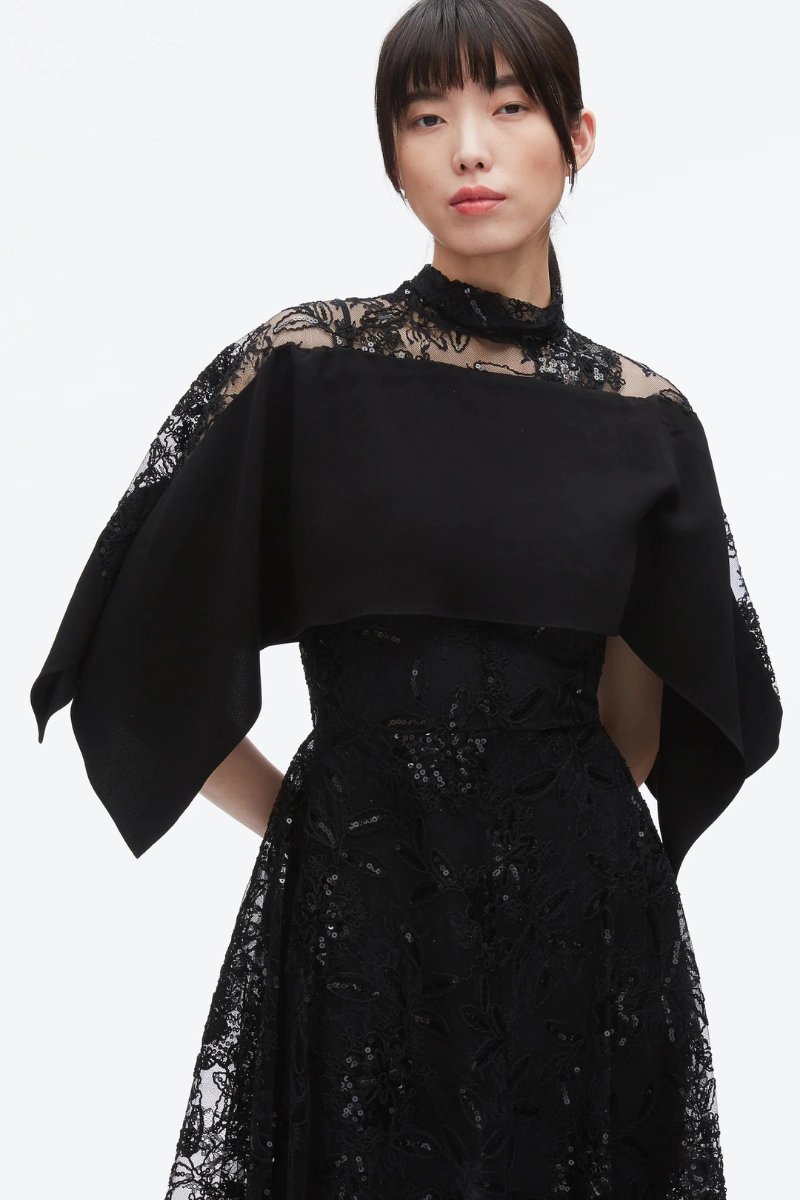 Sequin Lace Flounce Dress