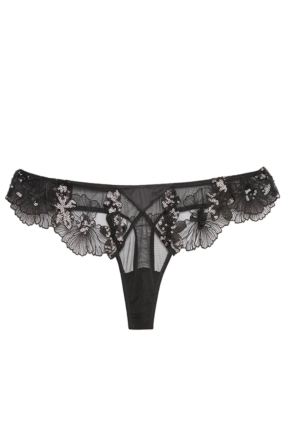Sequin Violet Embroidery Thong