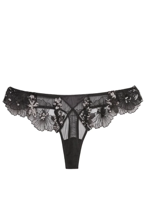 Sequin Violet Embroidery Thong
