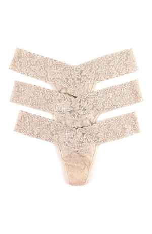 Signature Lace Low Rise Thong 3 Pack