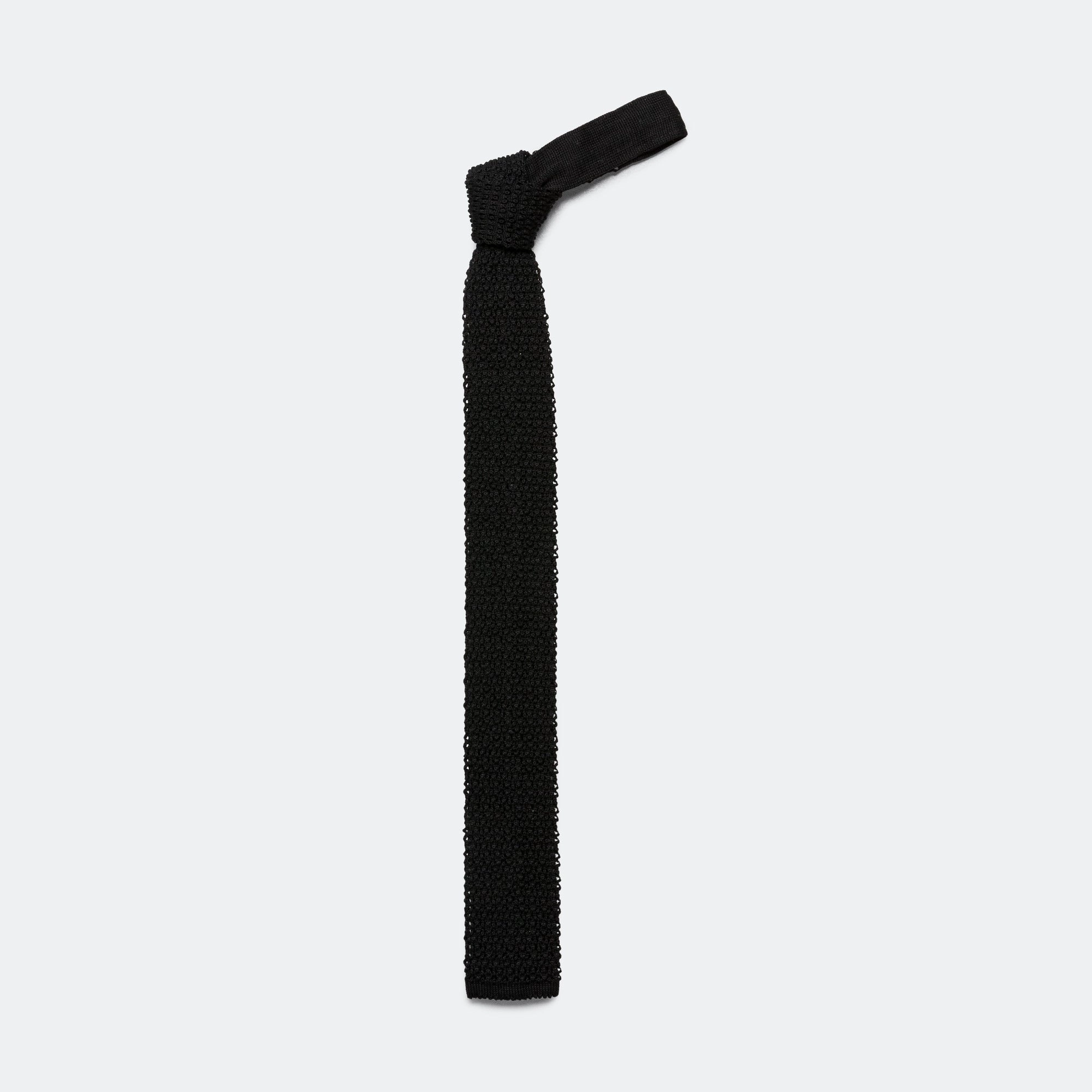 Silk Knit Tie Solid - Black