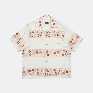 Silk Rayon COOKIE WRANGLE Collar Aloha Shirt - Ecru