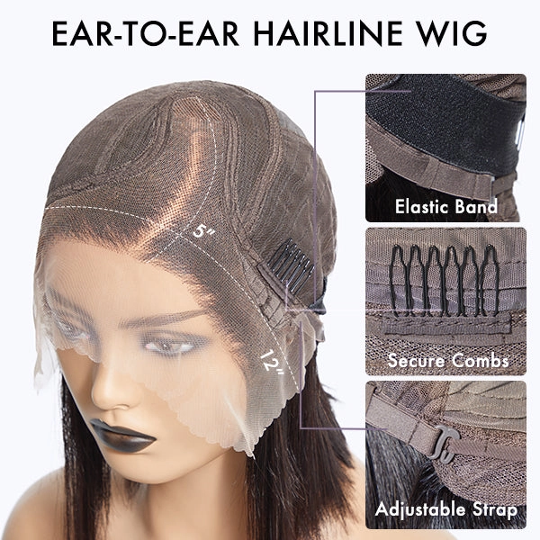 Special Deal | Chic & Natural Layered Bob Wig Ear-to-Ear Wide T Lace Glueless Human Hair Wig Pre-Cut Lace