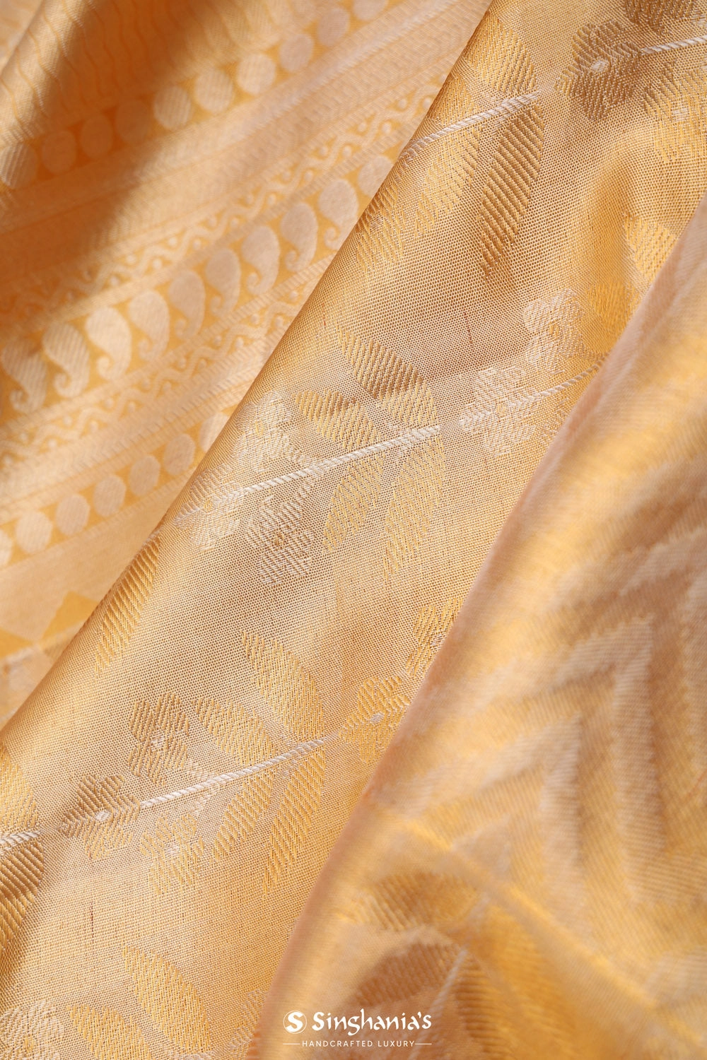 Sunset Gold Floral Kanjivaram Silk Saree