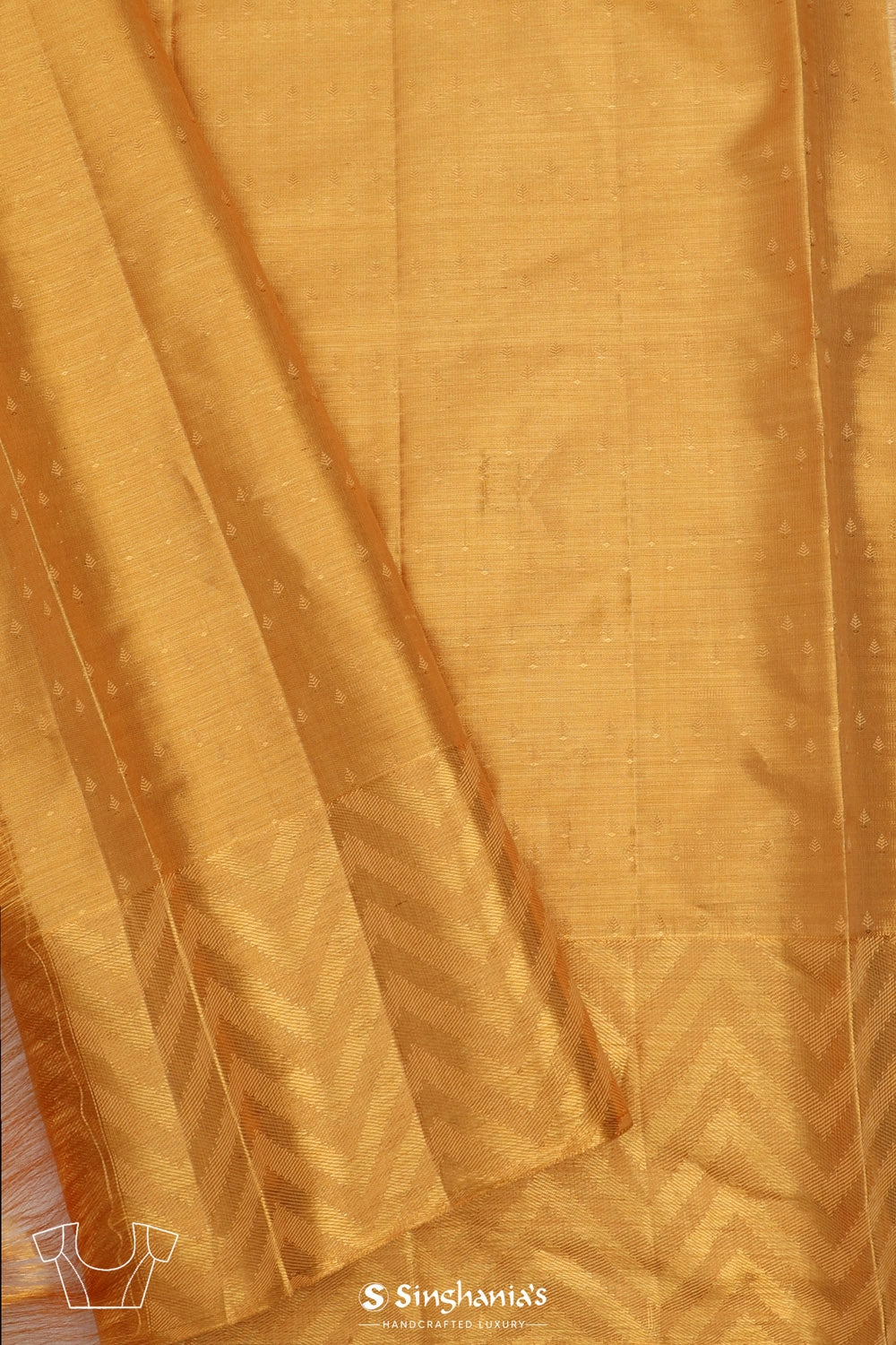 Sunset Gold Floral Kanjivaram Silk Saree
