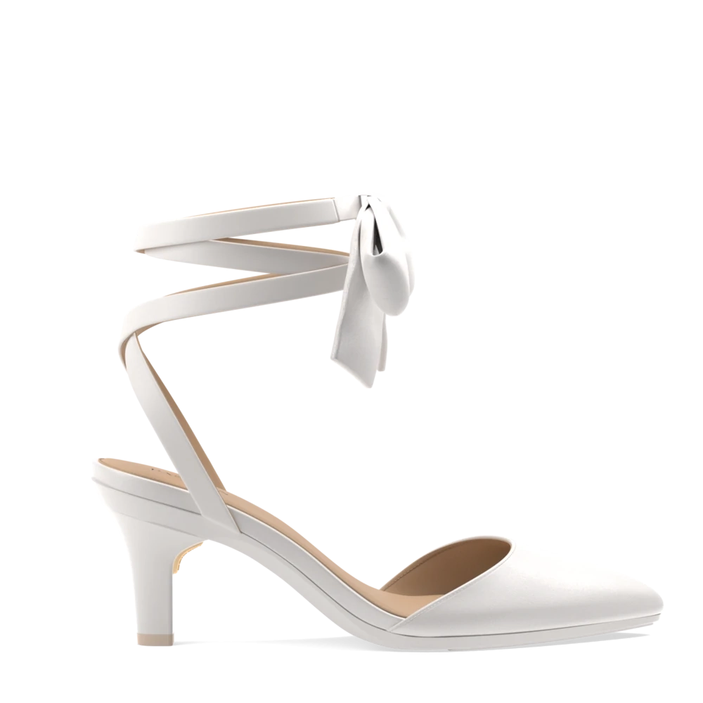 The D'Orsay - White Satin Bow   Stiletto Heel Kit 3 White - FINAL SALE