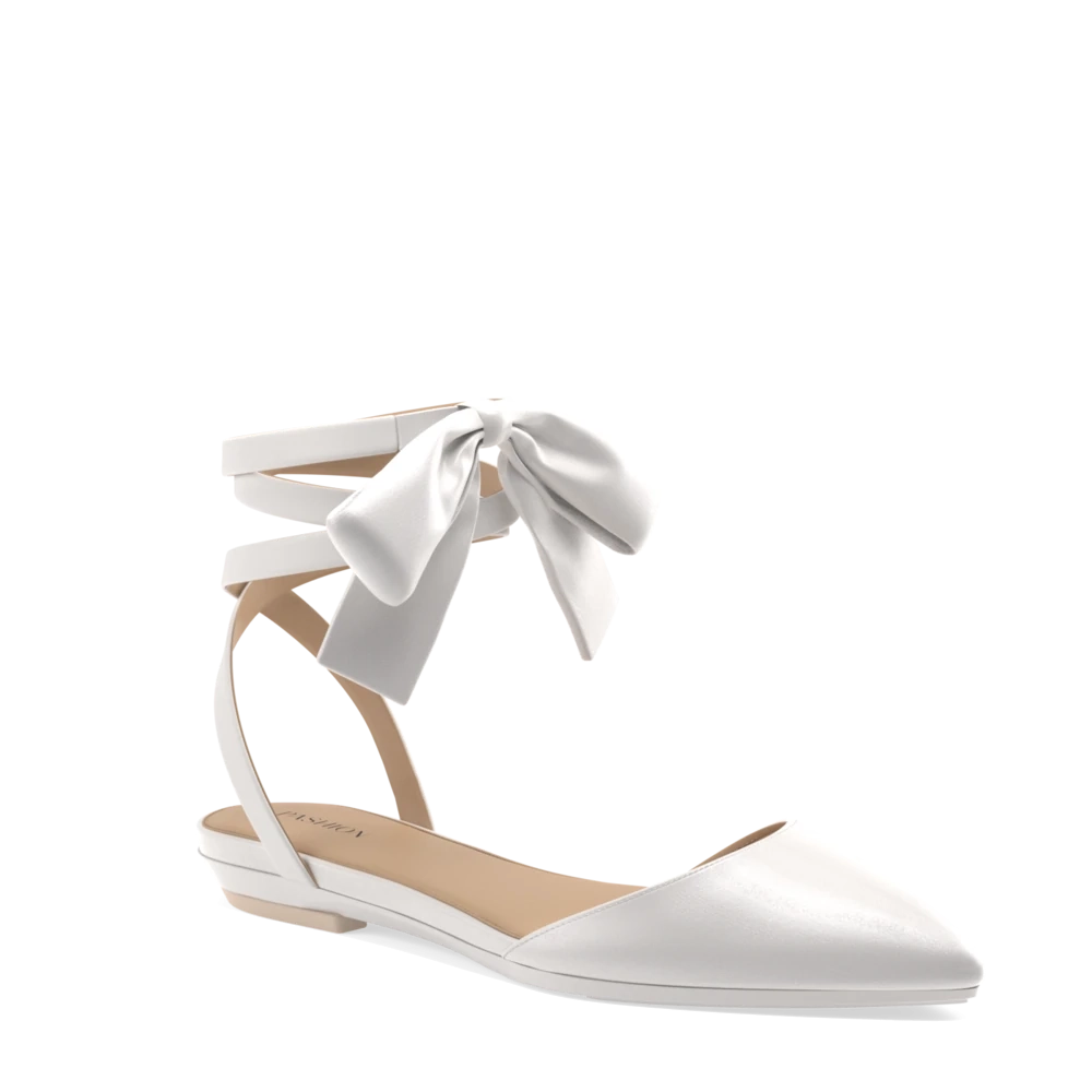 The D'Orsay - White Satin Bow   Stiletto Heel Kit 3 White - FINAL SALE
