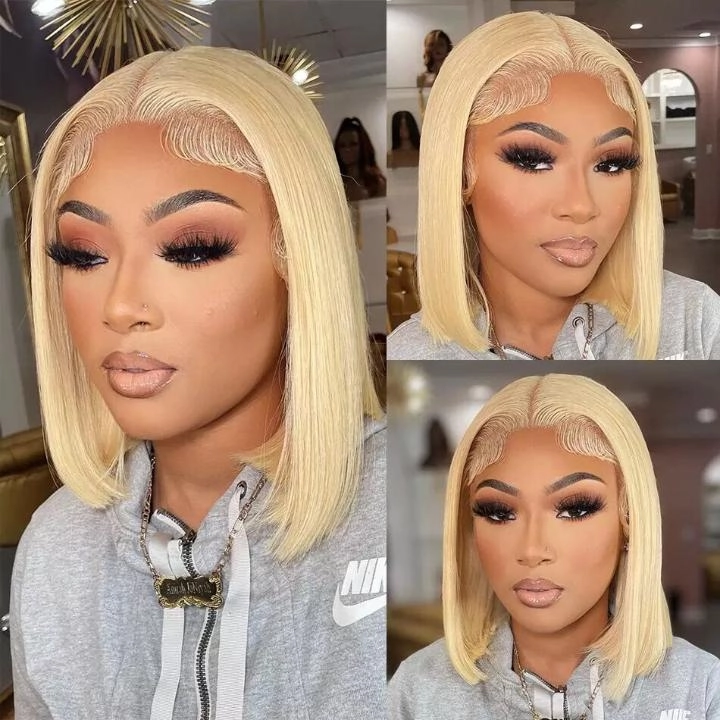 Tuneful 13x4 13x6 613 Blonde Bob Wigs Human Hair Lace Front Wigs 150% Density