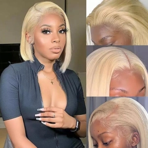 Tuneful 13x4 13x6 613 Blonde Bob Wigs Human Hair Lace Front Wigs 150% Density