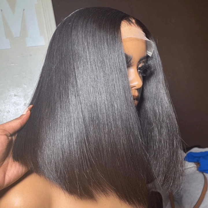 Tuneful 13x4 Short Human Hair Lace Frontal 150% Density Straight Bob Wigs Bogo Deal