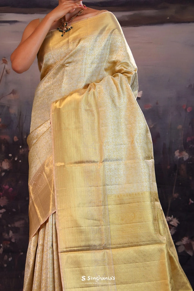 Vanilla Gold Jaali Kanjivaram Silk Saree